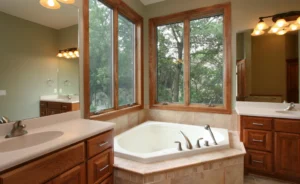 newly remodeled bathroom with a sleek design